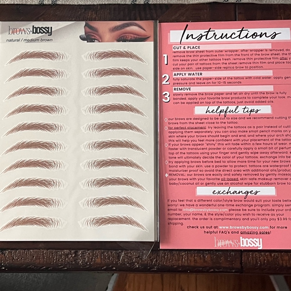 Temporary Eyebrow Tattoo’s - Medium Brown — Natural Shape